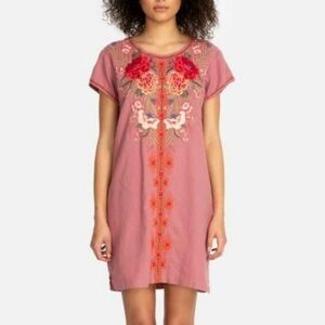 Johnny Was Pink Embroidered Mini Dress